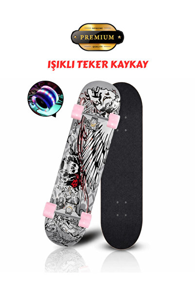 CANSPORT Can Sport Profesyonel Zımparalı Silikon Tekerli Işıklı Kaykay