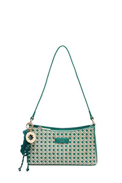 Pierre Cardin حقيبة كتف نسائية بتصميم مونوغرام رقمي باللون الأخضر 05PO25Y10704