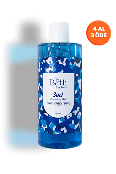 THE BATH FACTORY 3 in 1 Erkeklere Özel Saç Yüz Vücut Temizleme Jeli 400 ml