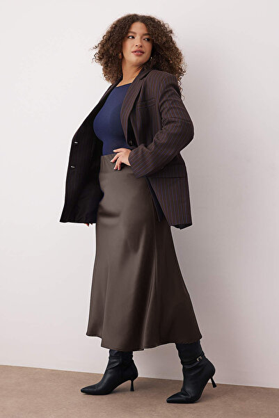 Trendyol Curve Fusta Maro Tesuta Marime Plus