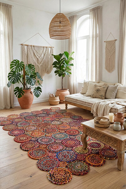 Koza Halı Natura El Dokuma Jüt Bohem Tarz Otantik Salon Oturma Odası Koridor ...