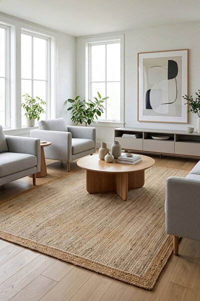 Koza Halı Natura El Dokuma Jüt Bohem Tarz Otantik Salon Oturma Odası Koridor ...