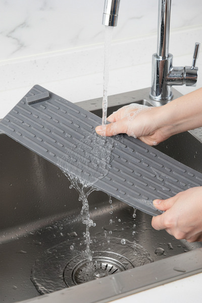 omilife Gri Uzun Silikon Gider Kapağı Koku Önleyici Lavabo Banyo Mutfak Balkon Gider 37x11 cm
