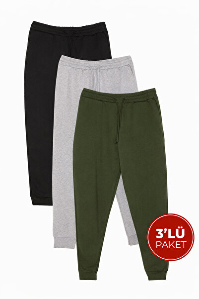 Tudors بنطلون رياضي رجالي من 3 قطع باللون الأسود والرمادي والكاكي، بقصة عادية...