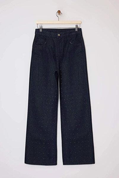 Trendyol Collection Dark Blue Stone High Waist Wide Leg Jeans Twoss26Je00072