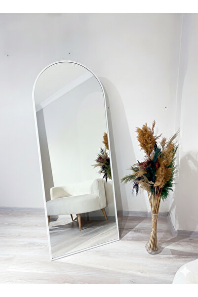 Ersan Dizayn 70x180 Metal Çerçeve Beyaz Oval Ayaklı Boy Aynası