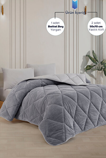Formeya Battal Boy Gri Lüx Wellsoft Yorgan Çift Taraflı 215x235 cm (2 Adet Ya...