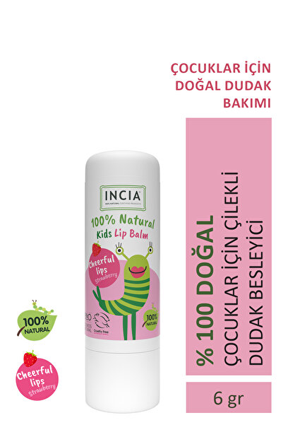 Incia %100 Doğal Kids Dudak Besleyici Çilek Bitkisel Nemlendirici Dudak Bakım...