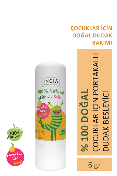 Incia %100 Doğal Kids Dudak Besleyici Portakal Bitkisel Nemlendirici Dudak Ba...