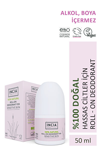 Incia %100 Doğal Roll On Deodorant Hassas Ciltler İçin Ter Kokusu Önleyici Le...
