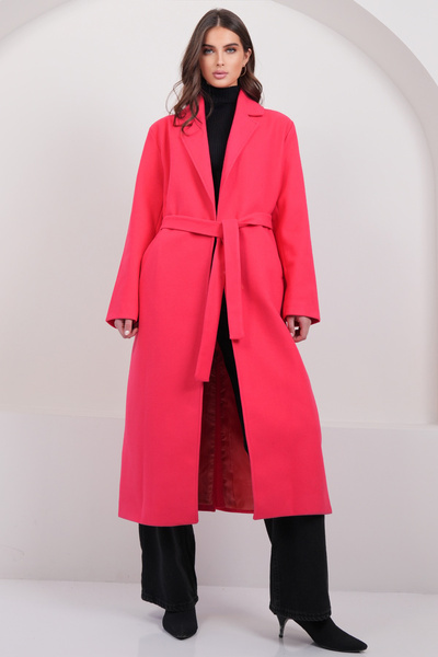 Trend Alaçatı Stili Women's Fuchsia Jacket with Collar, Self-Belted, Lined In...