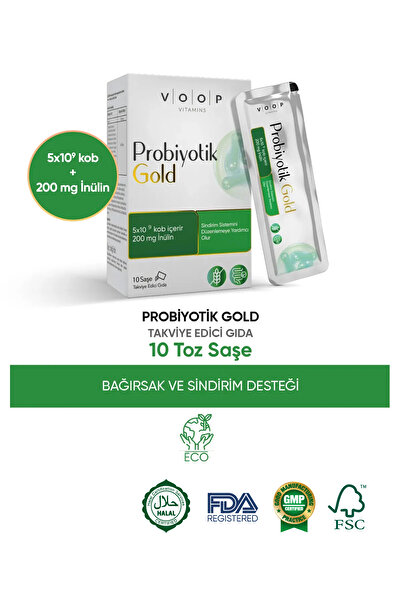 VOOP Probiyotik Mikroorganizma İçeren 10'lu Saşe Takviye Edici Gıda