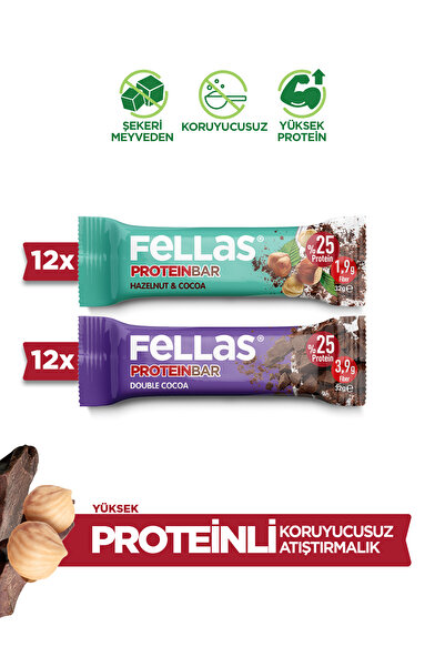 Fellas Protein Bar (32 g) Super Double Box - 24 Pieces (Double Cocoa X 12 + H...