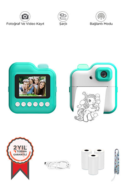 Torima Dijital Fotoğraf Makineleri Çocuk Termal Resim Kağıt Baskılı Yazıcı Ka...