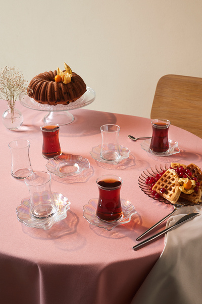 Karaca Shell 6-Person 12-Piece Lustered Glass Tea Set