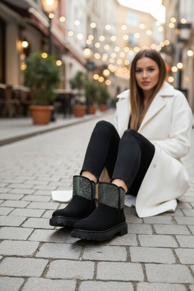 SOHO Siyah Süet Kadın Bot & Bootie 20074