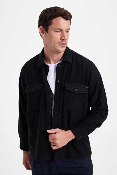 Tudors Men's Regular Fit Comfortable Cut Double Pocket Flap Snap Button Black...