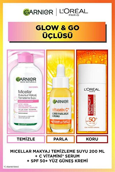 Garnier C Vitamini Parlak Serum + 200ml Micellar Makyaj Temizleme Suyu + Clin...