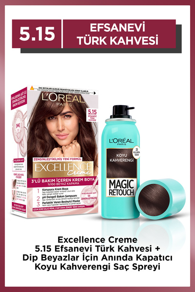 L'Oreal Paris Excellence Creme 5.15 & Beyazlar Için Kapatıcı Kahverengi Saç S...
