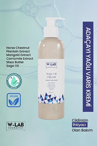 W-Lab Kozmetik Sage Oil Adaçayı Yağlı Varis Kremi 190 ml