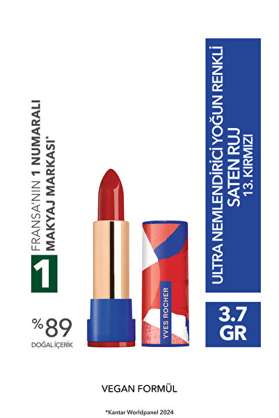 Yves Rocher Ultra Nemlendirici Yoğun Renkli Saten Ruj-13. Kırmızı-3.8g-80321
