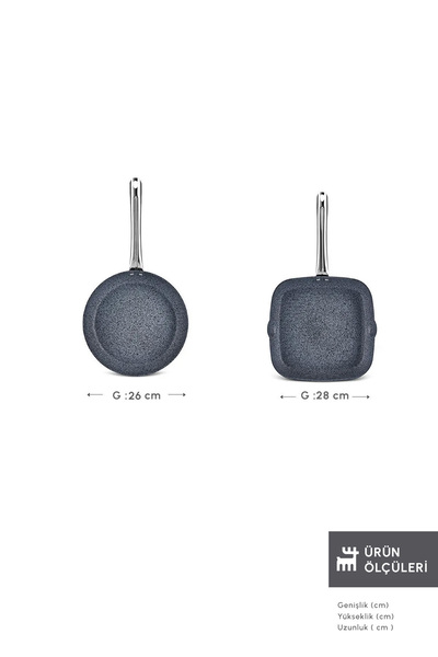 Karaca Biogranit Monet 2-Piece Grill Pan Set Black
