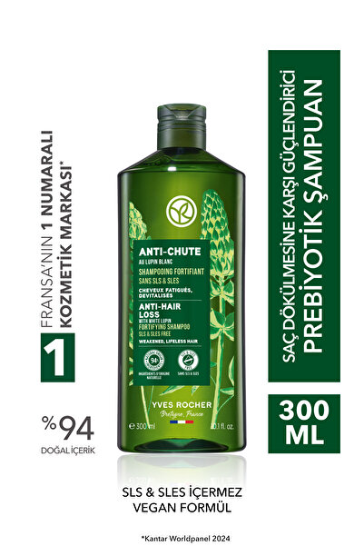 Yves Rocher Güçlendirici Prebiyotik Şampuan-Saç Dökülmesine Karşı/Anti-Chute-SLS,SLES içermez,Vegan-300ml