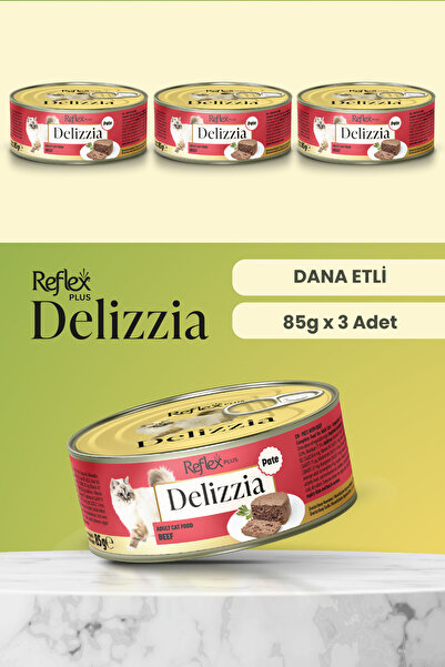 Reflex Plus Delizzia / Kıyılmış Dana Etli Yetişkin Kedi Maması 85g x 3 Adet