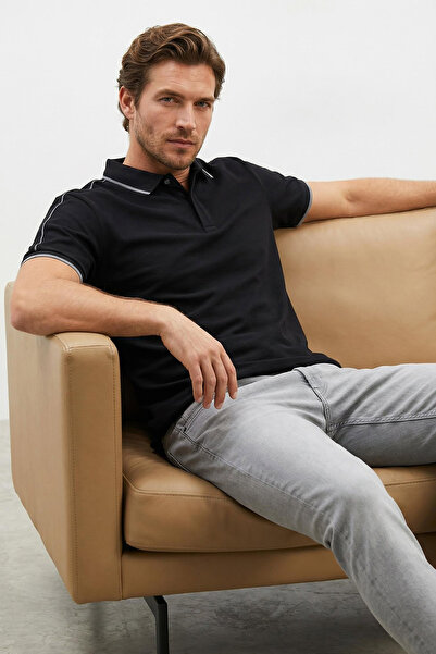 Trendyol Collection Μπλουζάκι Reguler Μαύρο Polo Neck 100% Βαμβάκι TMNSS25PO0...