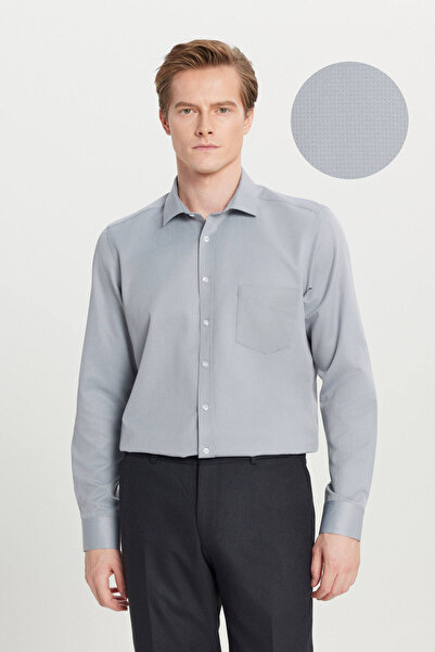 AC&Co / Altınyıldız Classics Erkek Gri Pamuklu Tailored Slim Fit Dar Kesim Kl...