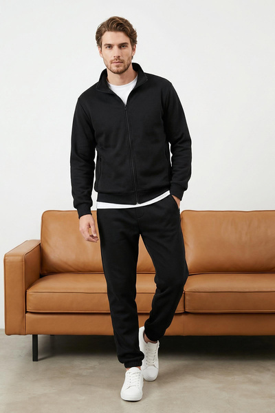 Trendyol Collection Schwarzes Basic-Trainingsanzug-Set mit Reißverschluss – R...