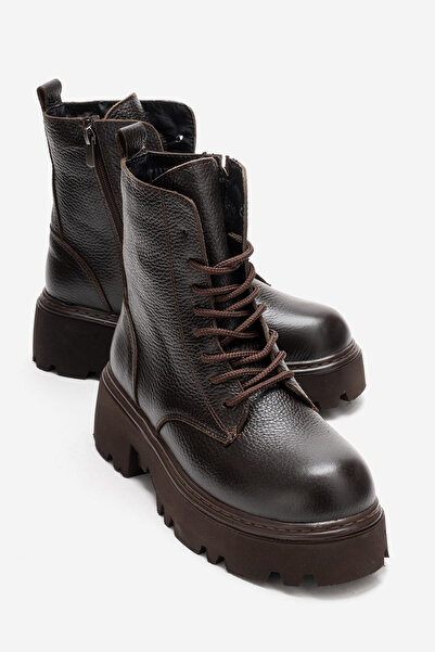 LuviShoes Коричневі жіночі черевики з натуральної шкіри LORETA