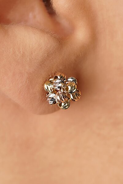 Fiyonk Kuyumculuk 14 Ayar Altın Renkli Dorika Toplu Küpe