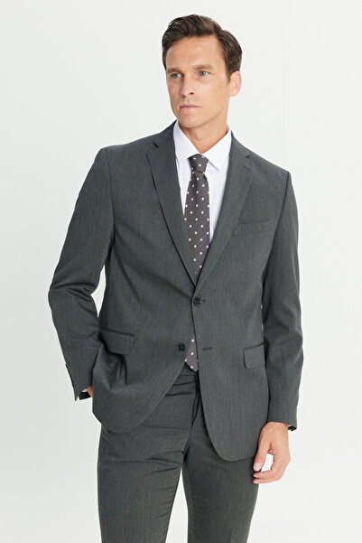 ALTINYILDIZ CLASSICS بدلة رجالية ذات ياقة أحادية بقصة ضيقة باللون الفحمي