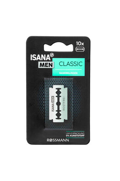 ISANA MEN Paslanmaz Krom Kaplamalı Tıraş Jileti, 10'lu