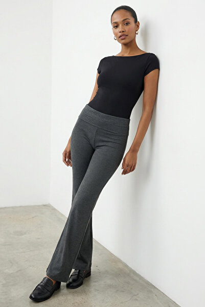 Trendyol Collection Anthrazit Melange Flare/Spanish Trotters Taille Detaillie...