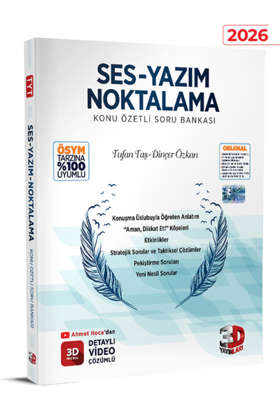 3D Yayınları 3D TYT Ses Yazım Noktalama Konu özetli Soru Bankası