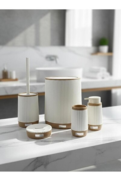 Okyanus Home طقم حمام نيدا أبيض مكون من 5 قطع