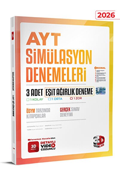 3D Yayınları Ayt Eşit Ağırlık Simülasyon 3 Deneme Sınavı