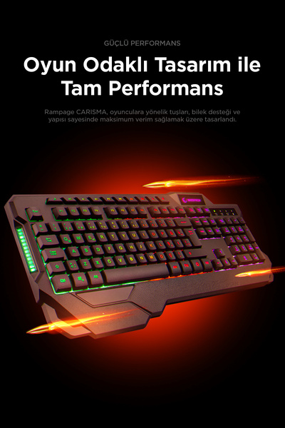 Rampage Kb-r46 Carisma Usb Rainbow Aydınlatmalı Q Gaming Oyuncu Klavye