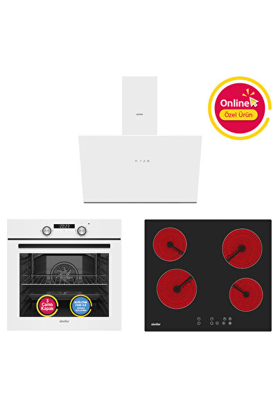 Simfer 4 Fonksiyon Trend Dijital Beyaz Turbo Elektrikli 3'lü Ankastre Set (Fı...