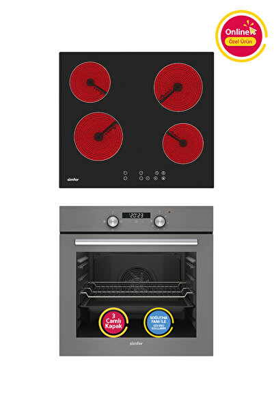 Simfer 4 Fonkisyon Trend Dijital Gri Power Turbo Elektrikli 2'li Ankastre Set...