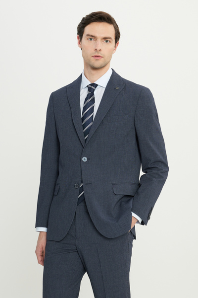 ALTINYILDIZ CLASSICS Men's Navy Blue Slim Fit Slim Fit Swallow Collar Striped...