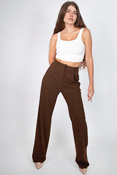 FV بنطلون بالازو بني اللون مقاس كبير