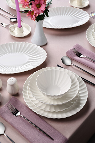 Karaca Stream Bone Umbrella 53 Parça 12 Kişilik Yemek Takımı Beyaz