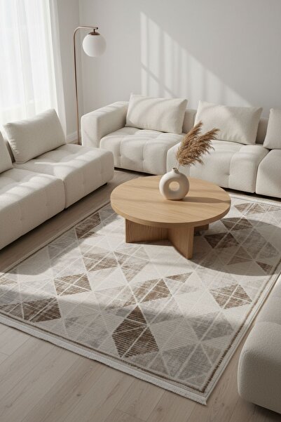 Cool Halı Nevada 2503 Cream Beige Modern Striped Carpet – Shiny Machine Made ...