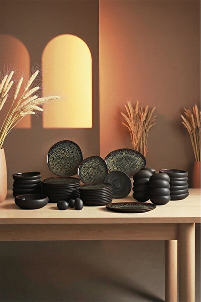 Karaca Earth Collection Galactic 55 Parça 12 Kişilik Yemek Takımı Siyah