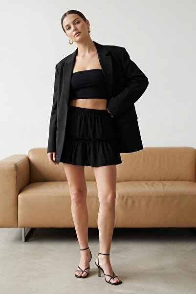 Trendyol Collection Black Front and Back Skirt Look Pleated Shorts & Bermuda ...