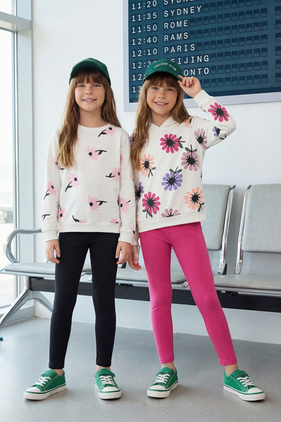 TRENDYOLKIDS Set de 4 bucăți alb-multicolor pentru fete, tricotat floral, de ...
