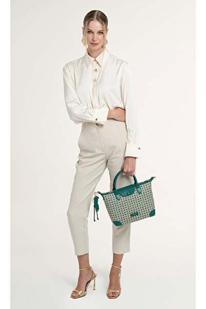 Pierre Cardin Green Digital Monogram Women's Shoulder Bag 05Po25Y10707